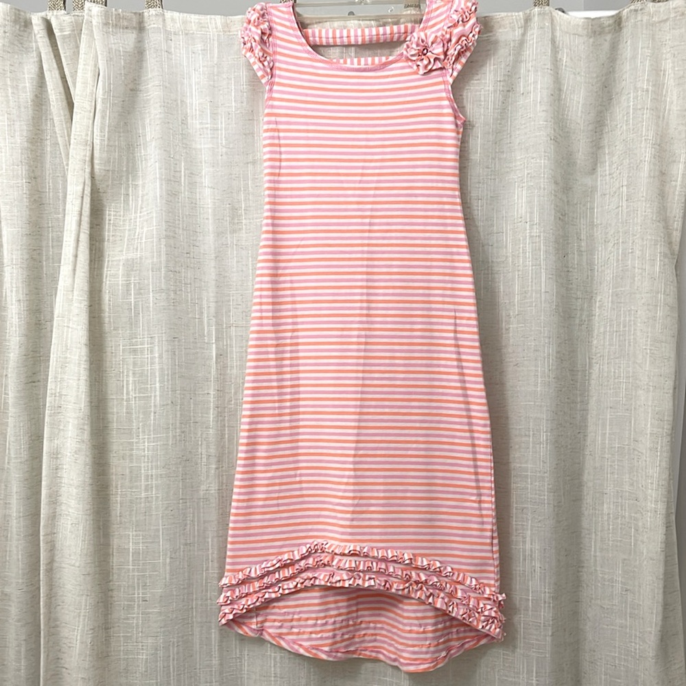 Kate Mack Maxi Dress Pink/Coral/White Size 8 EUC